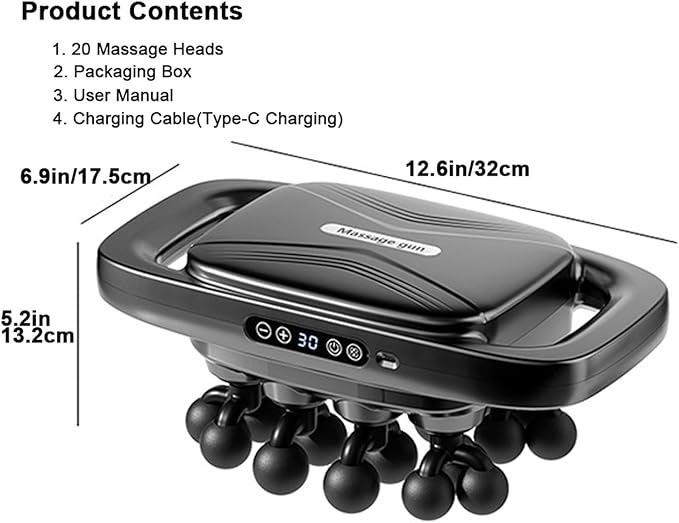 20 Head Deep Tissue Massager with 3 Modes &amp 30 IntensitiesElectric Neck Massager for Muscle RecoveryFascia Blaster for NeckBackShouldersLegsIdeal Gifts for WomenMen(White)