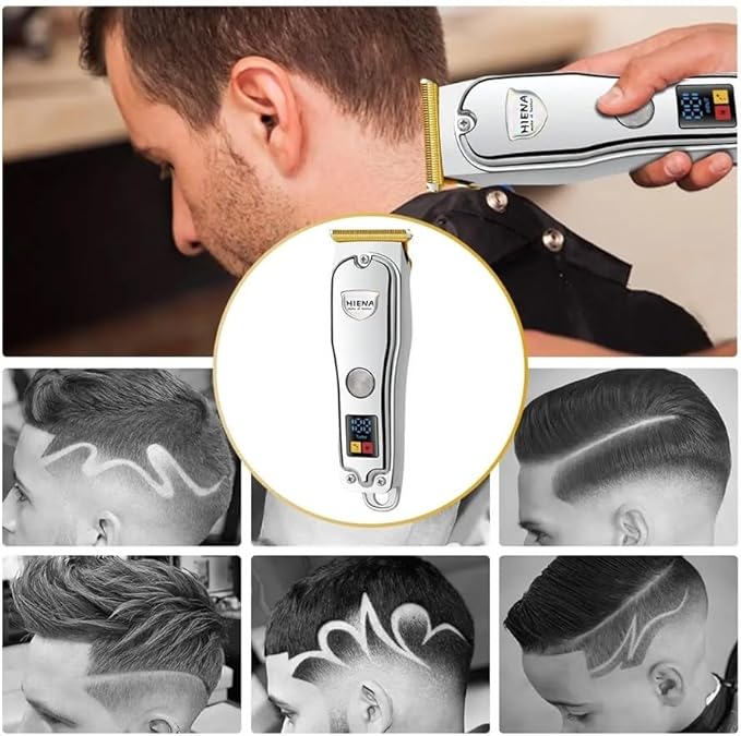 Razors Hiena HYN-008 Electric Hair Clipper Professional Hair Cutting Machine Hair Trimmer Cordless USB Rechargeable Men Beard Shaver(Glod)