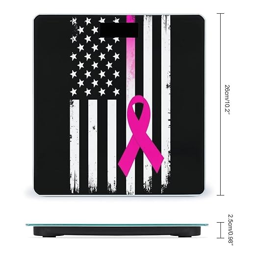 Digital Bathroom Weighing Scale Energy Saving Scale Smart Scale for Body Weight Breast Cancer Awareness Ribbon American Flag Black