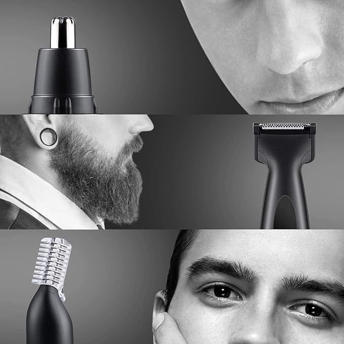 4 in 1 USB Rechargeable Professional Electric Eyebrow and Facial Hair Trimmer with Head Double-Edge Stainless Steel Blade