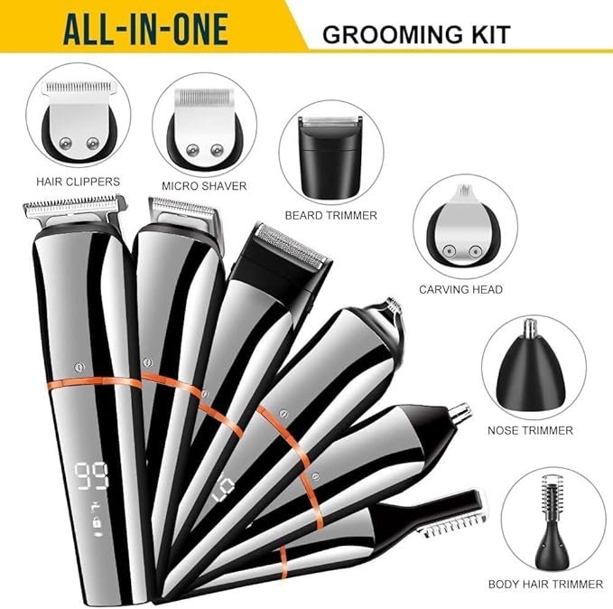Hair ClippersBeard Trimmer for Men All in One Hair Trimmer for Men Grooming Kit Facial Body Beard Trimmer Washable Electric Shaver Nose Ear Trimmer Rechargeable