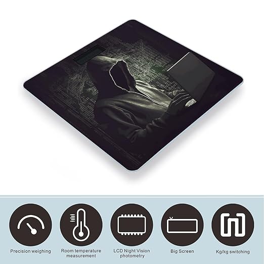 Digital Bathroom Scale for Body Weight Scale with Bright LCD Display High Accuracy Step-On Technology Auto On/Off Hacker Digital Scales 400 Lbs /180kg