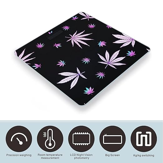 Marijuana Weed Cannabis Leaves Smart Square Scale with Digital Display for Bathroom Scale