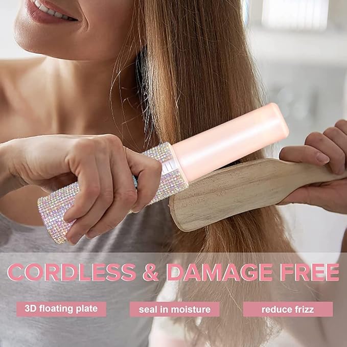 2-in-1 Electric USB Hair Straightening Brush Straightener Brush Straightening Styler Hair Curler