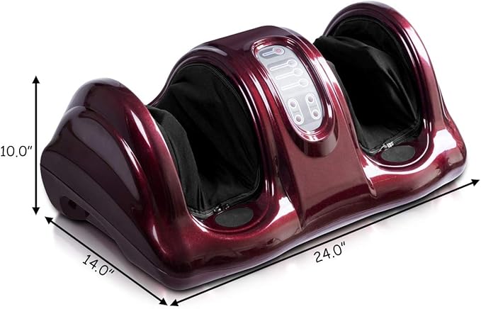 LDAILY Therapeutic Shiatsu Foot Massager Kneading &amp Rolling Massage for Feet 3 Modes Electric Foot Massager with Remote Control (Red)