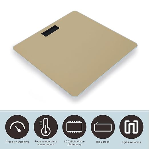 Automatic Switch Digital Bathroom Weighing Scale Smart Scale for Body Weight Light Brown