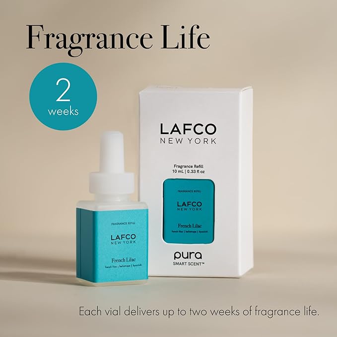 LAFCO New York Pura Smart Device Refill French Lilac - Pack of 2 - Each Vial Delivers Up to 2 Weeks of Fragrance Life - Made in the USA