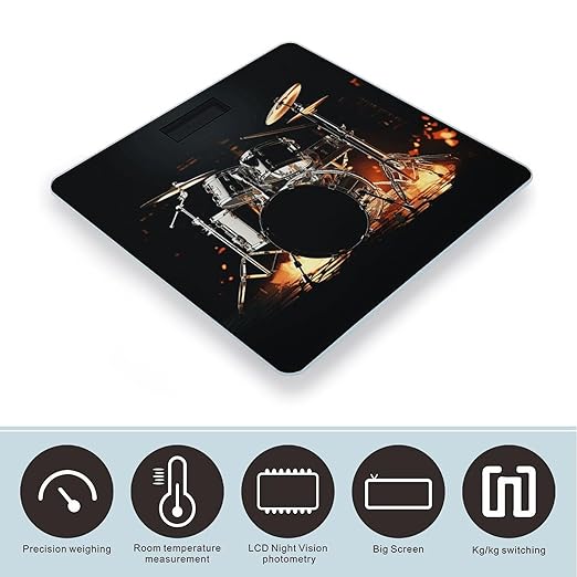 Drummer Bathroom Scale Large LCD Backlight Display Digital Scale Rounded Corners Body Scales Automatic Power On/Off Bathroom Scales for Home Bedrooms