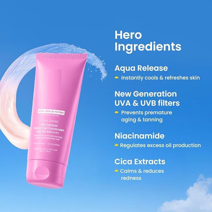 Aqua-Gel Sunscreen SPF 50 PA++++ for Oily Skin | In-Vivo Tested | 100% New-Gen UV Filters | Prevents Tan | Controls oil Cools &amp Mattefies | For oily combination &amp normal skin | For Men &amp