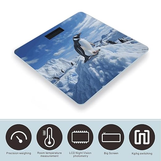 Snow Mountain Penguin Bathroom Scale Weight Scale for Body WeightHighly Accurate Digital Weighing Machine Clear LED Display Digital Bathroom Body Scale 400lb/182kg