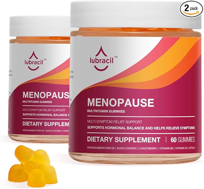 Lubracil Menopause Gummies for Women Perimenopause Supplements with Black Cohosh &amp Ashwagandha Hot Flashes Night Sweats Hormonal Balance 180 Gummies (Pack of 2)