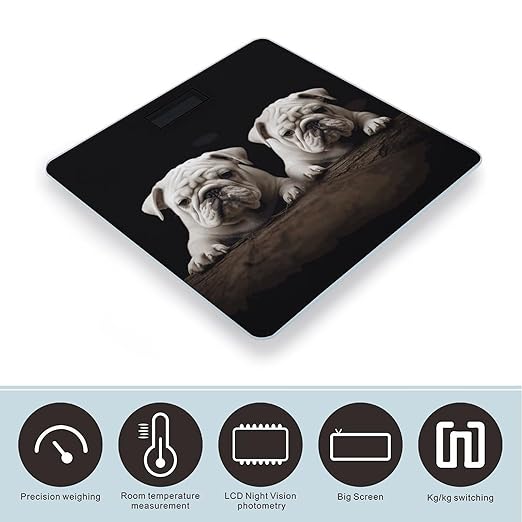 Little White Bulldog Smart Scale for Body Weight Accurate Bathroom Scale with LED Display Digital Weight Scales Weighing Machine High Precision Scales for Bath Home