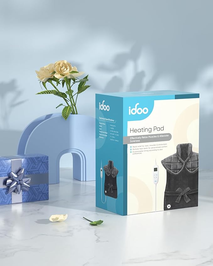 iDOO Heating Pad for Back Pain Relief Birthday Mothers Day Gifts for Mom Women FSA Eligible Items Weighted Electric Heat Pad for Neck and Shoulders 24x37 Large Back Heated Wrap ETL Certified