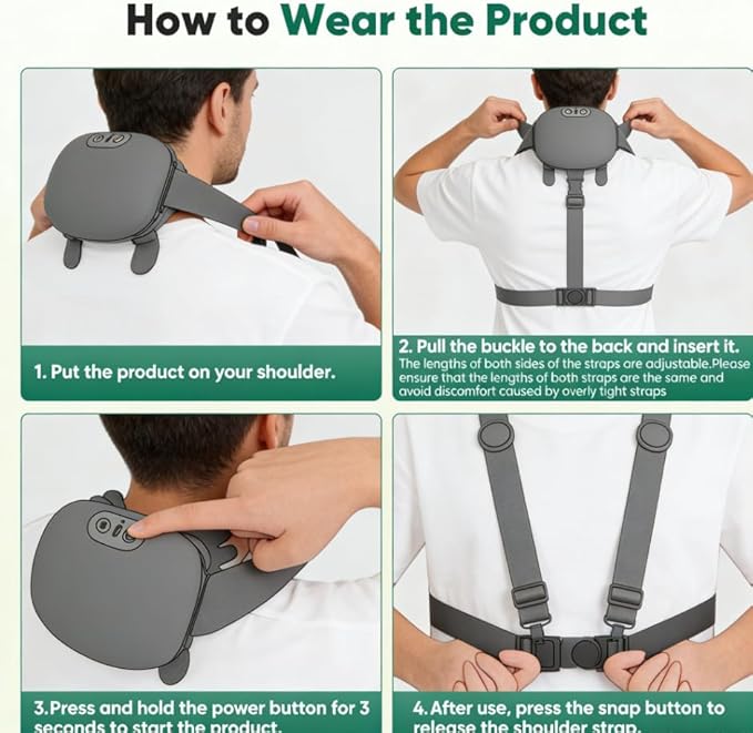 psycat 4D Neck and Shoulder Heat Massager Wireless Portable Neck Massager Relieves Muscle Pain Simulates Deep Tissue Massage of Human Hand for Home Office