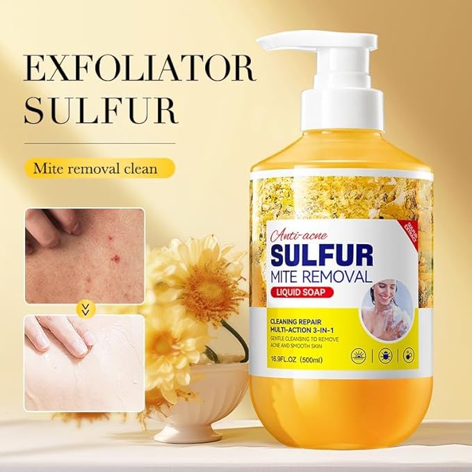 Shower Gel And Refreshing Soothes Deep Clean Gentle Daily Body Clean Sulfur Soap Liquid Shower Gel Full Body Care For Men And Women (16.9Fl.Oz/500Ml) (Body Wash*2)