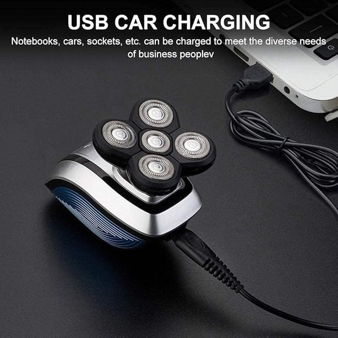 Electric Shaver for Men 5 in 1 Head Shavers for Bald Men Electric Rotary Razor Beard Trimmer Grooming Kit Waterproof Easy to Operate and Store