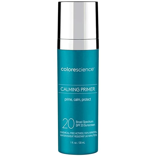 Colorescience Calming Perfector Face Primer Water Resistant Mineral Sunscreen Broad Spectrum 20 SPF UV Skin Protection 1 Fl oz