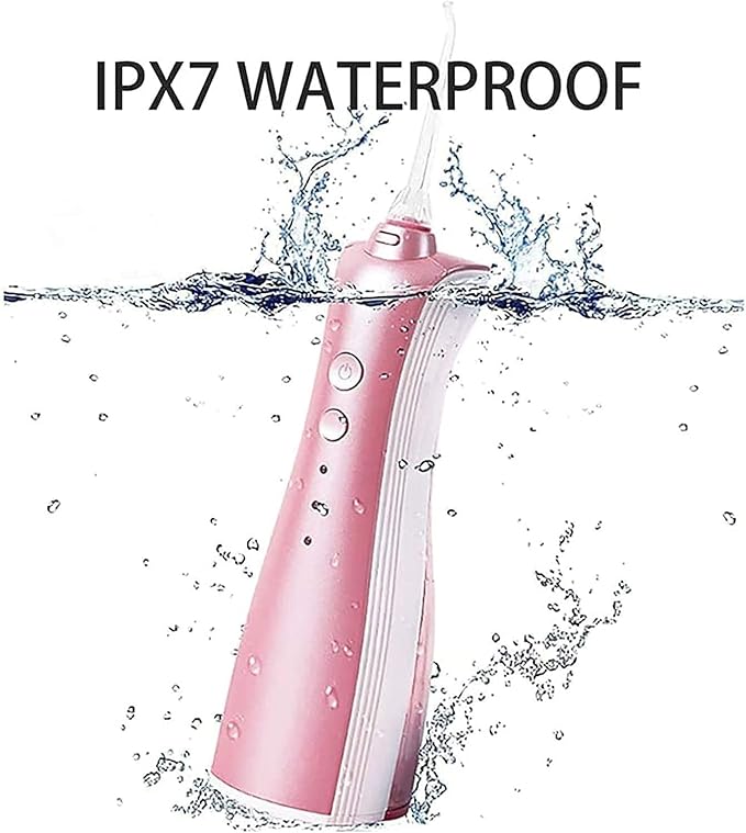 Cordless Flosser Teeth Cleaner USB Rechargeable Oral Irrigator for Travel IPX7 Waterproof 3-Mode Water Flossing with 2 Jet Tips 360° Rotating Nozzle for Home