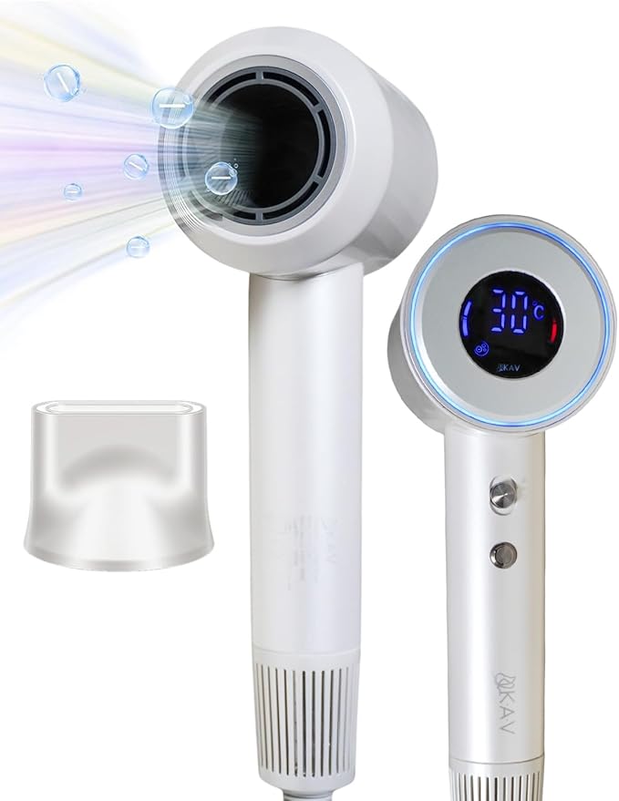 KAV Professional Ionic Hair Dryer – Lightweight Blow Dryer with Fast Drying Frizz Control &amp Cool Shot – Salon Hair Dryer for Women &amp Men Travel-Friendly Styling Tool with Concentrator