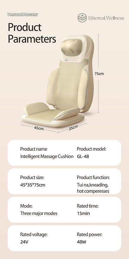 Shiatsu Massage Chair with Heat Full Back Shiatsu &amp Rolling Comfortable Massage Chair Pad for Stress Relief Gift for her/him Office and Home.White Free car Adapter Included