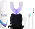 Ultrasonic Toothbrush for Adults - Automatic Electric Toothbrush with Soft Bristles Waterproof &amp Washable Rechargeable Portable Design with Wireless Charging 30'' Timer for Travel &amp Home Use (