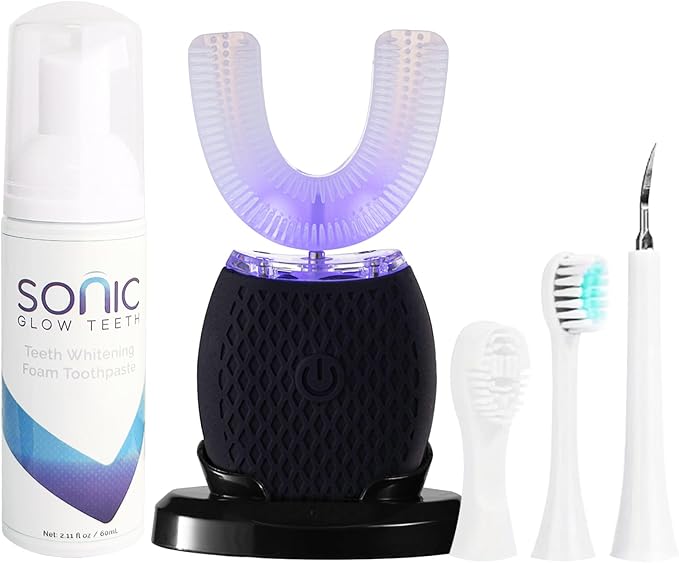 Ultrasonic Toothbrush for Adults - Automatic Electric Toothbrush with Soft Bristles Waterproof &amp Washable Rechargeable Portable Design with Wireless Charging 30'' Timer for Travel &amp Home Use (