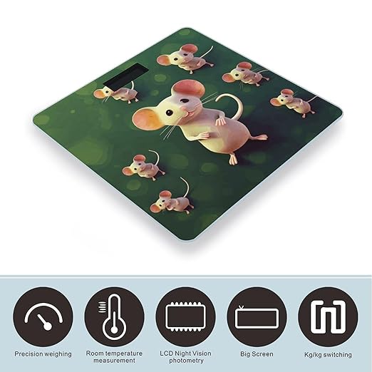 Cute Mouse Bathroom Scale Ultra-Bright Liquid Crystal Screen Weight Scale Accurate Bathroom Body Scales for Body Weight Bathroom Pet Home Bedroom Gift-Giving