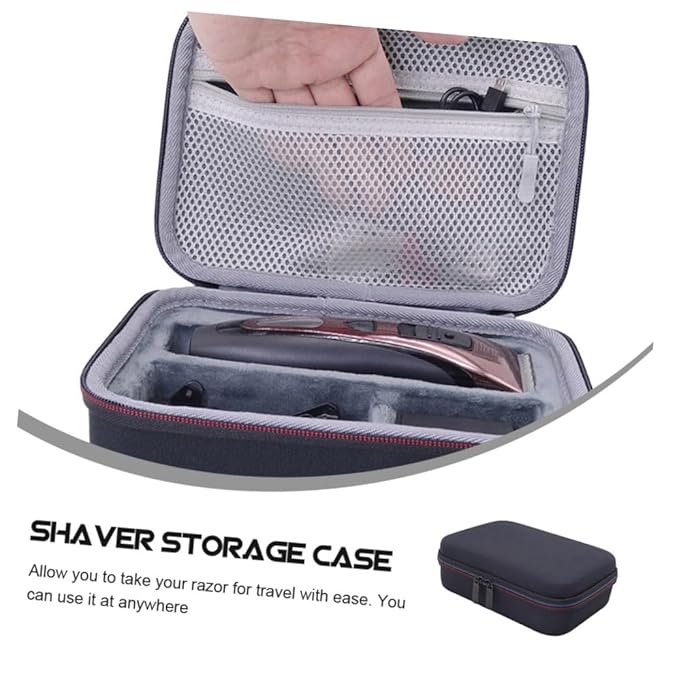 SAFIGLE Portable EVA Travel Shaver Case 2-Piece Organizer for Electric Razors and Beard Trimmers Anti-Shock Bag for Men Go
