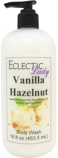 Eclectic Lady Liquid Pearl Body Wash - Vanilla Hazelnut Scent 3-in-1 Use For Bubble Bath Hand Soap &amp Body Wash Phthalate-Free Vanilla Hazelnut Fragrance Handcrafted in USA (16 oz)
