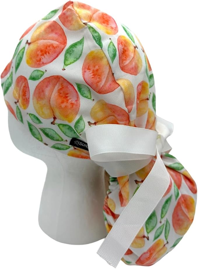 Just Peachy Ponytail Scrub Cap for Women Surgical Cap for Long Hair Satin Lining Optional
