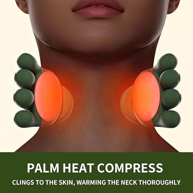 Real Touch Therapy Neck Massager USB-Powered Shiatsu Finger-Style Massager with Heating One Touch Point Deep Tissue Relief Ergonomic Fabric Finish for Home &amp Office Portable Mechanical Control