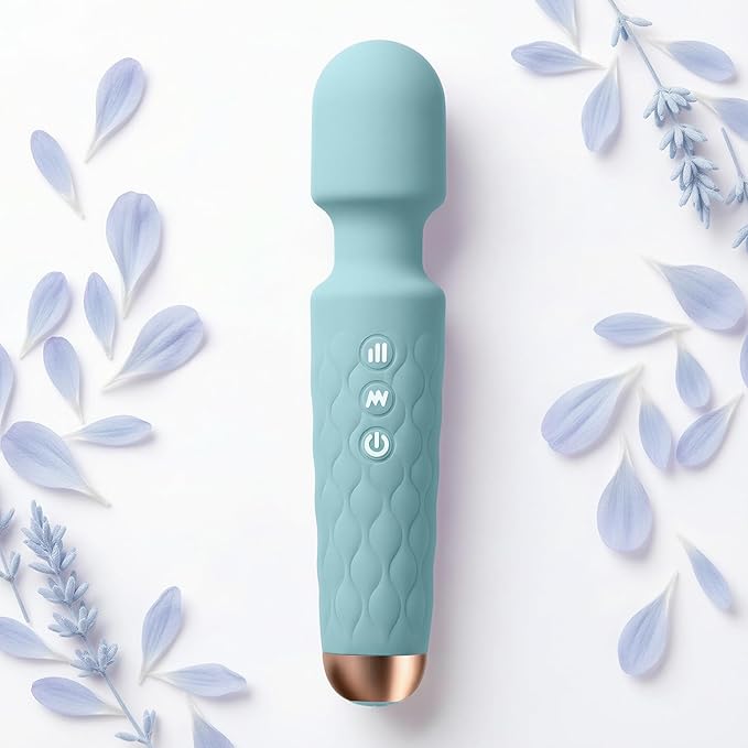 Rechargeable Personal Massager 8-Speed &amp 20-Mode Cordless Handheld Percussion Massager for Neck Back Shoulder Relaxation Quiet Handheld Body Massager with Ergonomic Design(Light Blue)