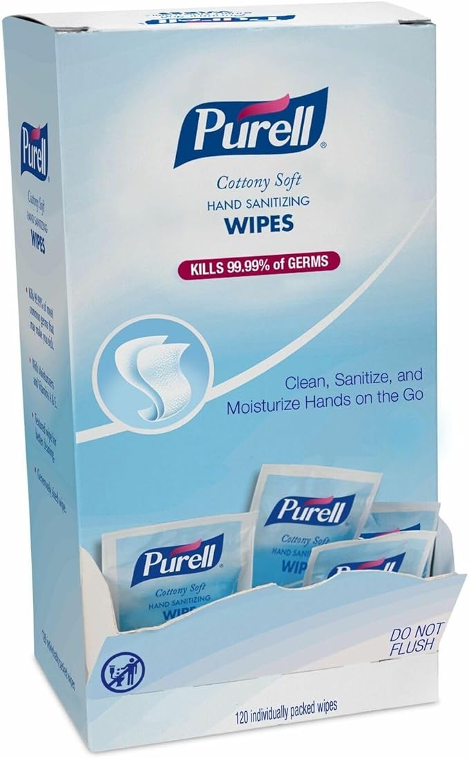 Purell Cottony Soft Hand Sanitizing Wipes 120 Individually Wrapped Wipes in Self-Dispensing Display Box - 9027-12