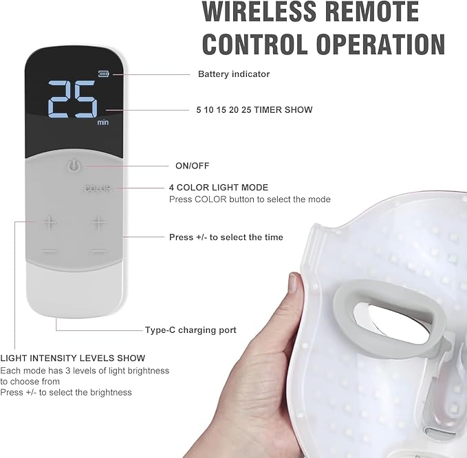FSA Red Light Therapy Mask : Target Acne RemovalWrinkles RednessWirless RemoteSalon Grade HSA Infrared Face Mask Anti Aging Skincare for Home2000mAh Rechargeable Led Light Therapy Facial Mask