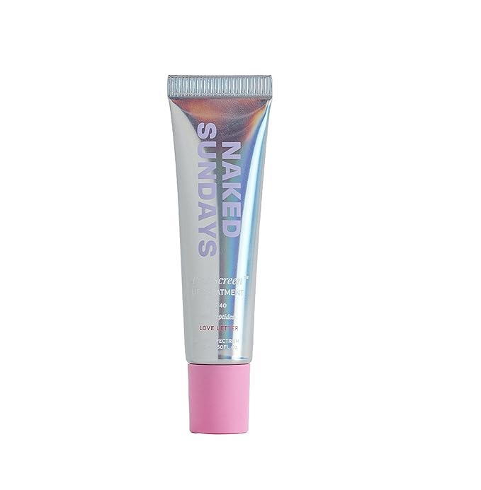 Naked Sundays Poutscreen SPF 50 Lip Treatment – Hydrating Lip Balm with Broad Spectrum Glossy Non-Sticky Finish Nourishing Lip Care with Peptides for Protected Lips - 15ml (Love Letter)