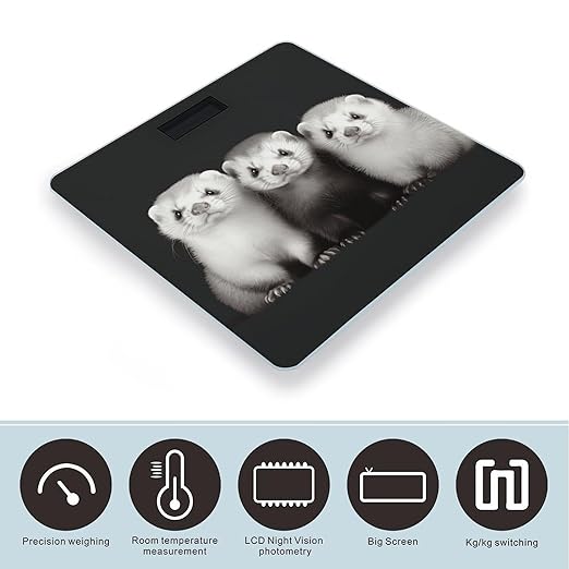 Ferrets Bathroom Scale for Body Weight Bathroom Digital Electronic Weighing Scale with Back Lit LED Display Sturdy Tempered Glass Weight Watchers Scales 400lb