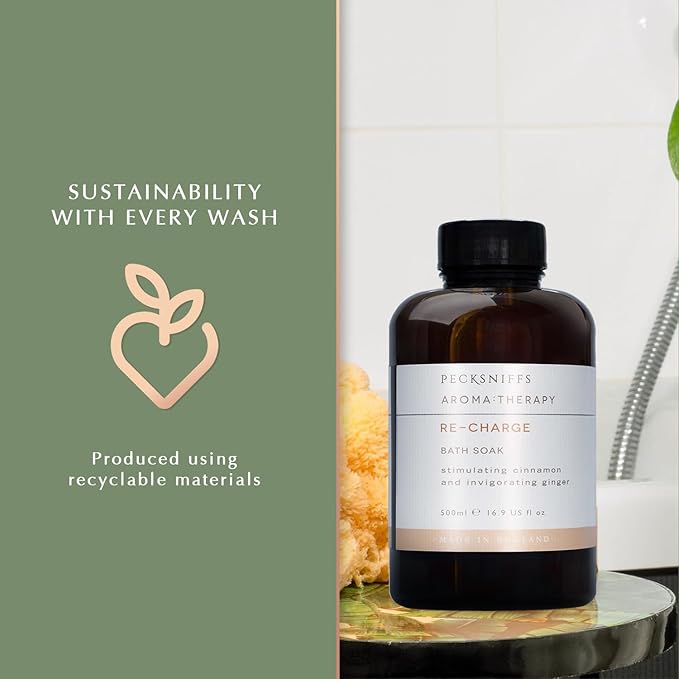 Pecksniff's Aroma:Therapy Re-Charge Bath Soak Decanter | 500ml/16.9 Fl Oz