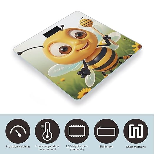 Honey Bee Smart Scale for Body Weight Accurate Bathroom Scale with LED Display Digital Weight Scales Weighing Machine High Precision Scales for Bath Home