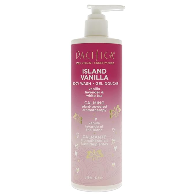 Pacifica Beauty Island Vanilla Hair Perfume &amp Body Spray &amp Beauty Island Vanilla Body Wash with Pump Aloe + Hyaluronic Acid Everyday Cleansing Bath &amp Shower Gel Essential Oils