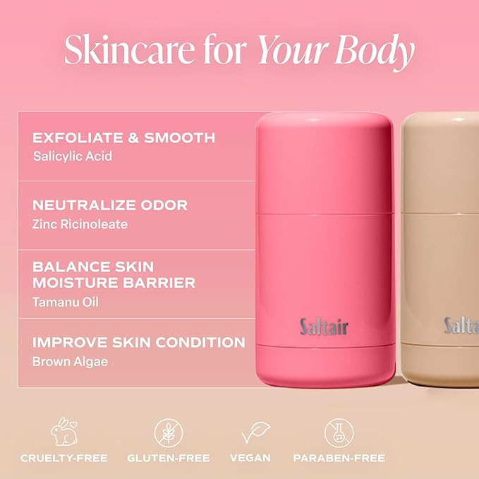 Saltair Signature Scents Deodorant Duo – Refillable BHA Stick &amp AHA Serum Roll-On | Aluminum-Free Long-Lasting Odor Protection for Sensitive Skin