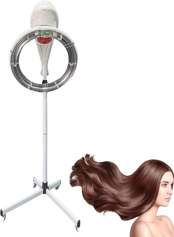 3-in-1 Salon Hair Dryer with LCD Display - 950W/1200W Wall Mountable Hooded Dryer with Adjustable Timer &amp Temperature Control for Hair Coloring Processing and Styling Treatment White Floor-Standi