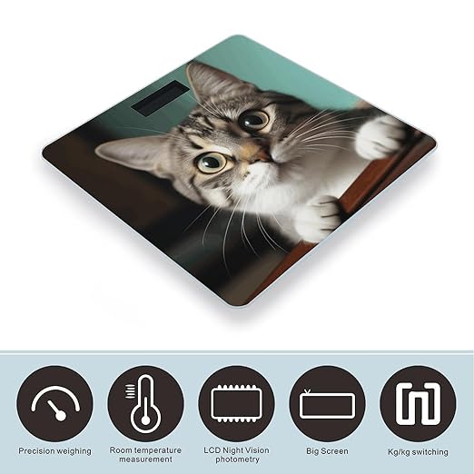 A Curious Cat Smart Scale for Body Weight Accurate Bathroom Scale with LED Display Digital Weight Scales Weighing Machine High Precision Scales for Bath Home