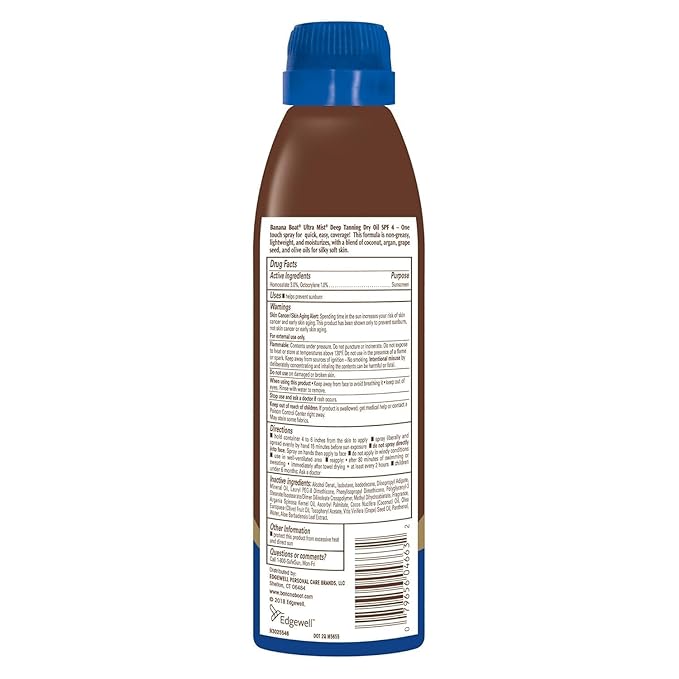 Skin care Deep Tanning Dry Oil Clear Spray Sun-screen SP-4 6 fl oz (2 Pack)