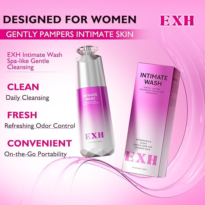 EXH Intimate Wash – Gentle Feminine Cleanser Fights Odor Kills Bacteria Soothes &amp Refreshes All Day pH-Balanced Daily Intimate Care for Women