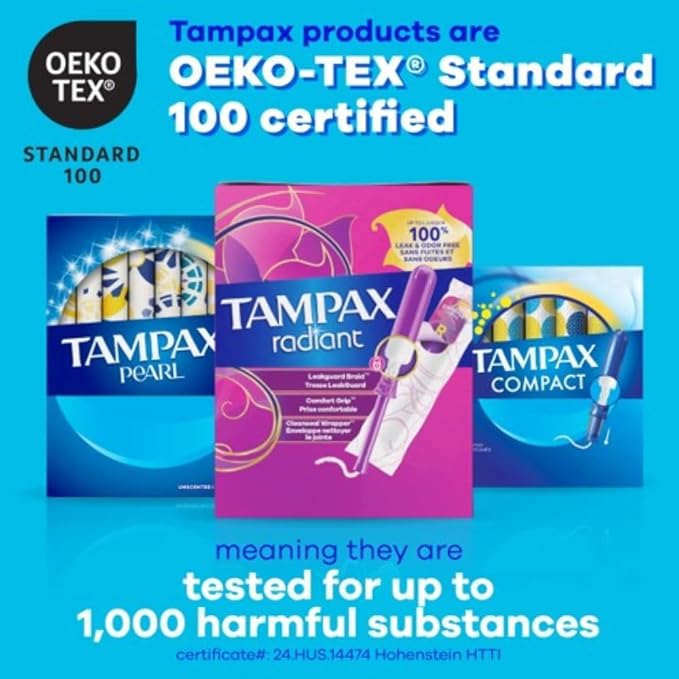 Tampax Pearl Tampons for Women Multipack with LeakGuard Braid Light/Regular/Super Absorbency Unscented 94 Count (2 Packs of 47) (Packaging May Vary)