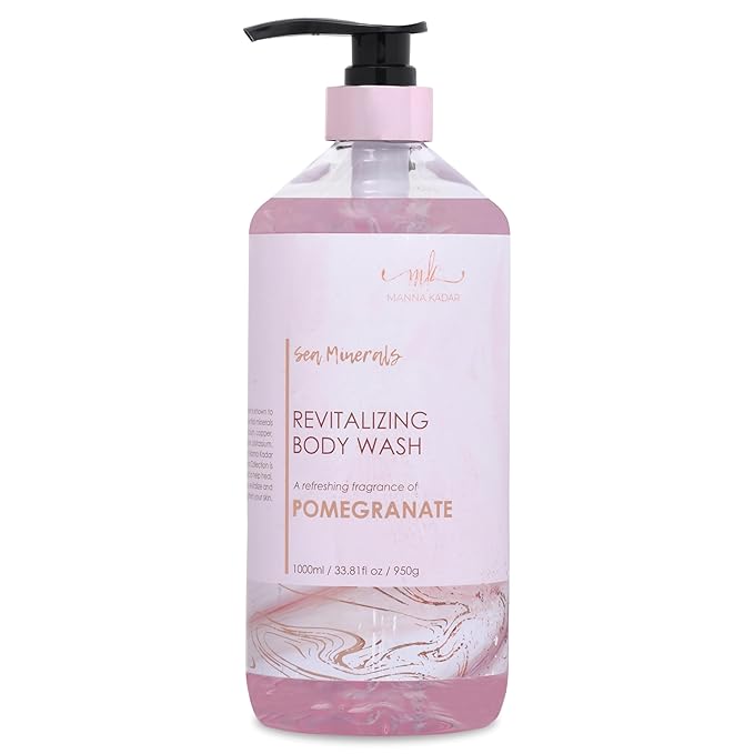 Manna Kadar Beauty Dead Sea Minerals Revitalizing Body Wash Pomegranate - Clean Soothe Revitalizes Rejuvenates Skin Hydrates Shower Gel