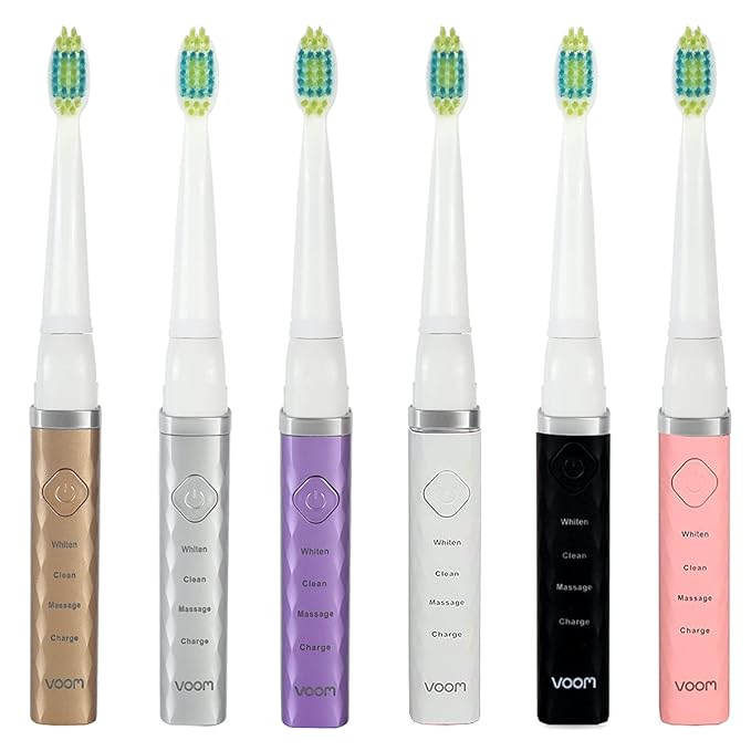Voom Sonic Pro 3 Rechargeable Electric Battery Powered Toothbrush With Soft Dupont Nylon Bristle Dentist Recommended Portable Oral Care 2-Minute Timer 3 Adjustable Speeds Lightweight Design Pink