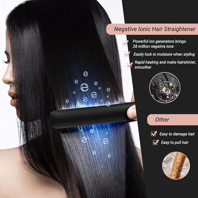 ISAGIY Flat Iron Hair Straightener and Curler 2 in 1 Plancha de Cabello 260°F High Temperature Ceramic Coating Temperature Control Integrated Beauty Power Generation Suitable for All Hair Types