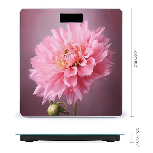 One Pink Flower Digital Bathroom Scale Fashion Unique Weight Scale BMI Anti-Slip Precision Weighing Scales Suitable for Home Bedrooms Use and Gift