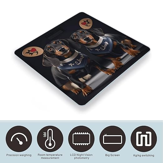 I Love My Dog Dachshunds Scale for Body Weight Digital Bathroom Scale Toughened Glass High Precision Scales for Body Weight with Large LCD Backlight Display Weight Scales